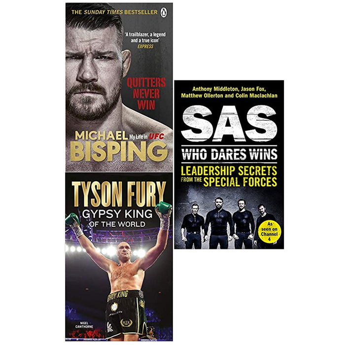 Quitters Never Win,Tyson Fury: Gypsy King of the World,SAS: Who Dares Wins 3 Books Collection Set - The Book Bundle