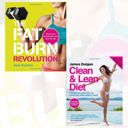 Paperback book set titled "The Fat Burn Revolution" and "Clean & Lean Diet" by Julia Buckley, featuring two health and diet books.