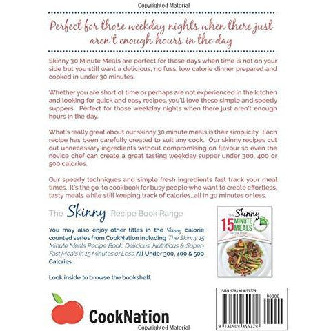 Cooknation The Skinny 30 Minute Meals recipe book by Bell & MacKenzie Publishing, featuring quick, easy recipes in paperback.