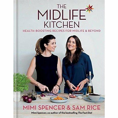 Set of three non-fiction books by Mimi Spencer and Sam Rice on weight loss and healthy eating, featuring covers of "The Midlife Kitchen" and "Feasts".