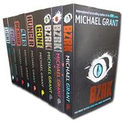 Set of nine paperback young adult books from the Gone & BZRK series by Michael Grant, published by Egmont, in a collection bundle.