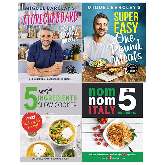 Storecupboard One Pound Meals,Easy One Pound Meals,5 Simple Ingredients Slow Cooker,Nom Nom Italy 4 Books Set - The Book Bundle