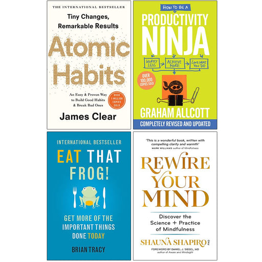 Atomic Habits, How to be a Productivity Ninja, Eat That Frog, Rewire Your Mind 4 Books Collection Set - The Book Bundle