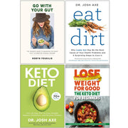 Set of four paperback keto diet books by The Book Bundle, including "Go With Your Gut" and "Eat Dirt" for beginners.