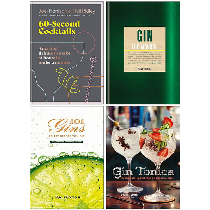 60 Second Cocktails, Gin The Manual, 101 Gins To Try Before You Die, Gin Tonica 4 Books Collection Set - The Book Bundle