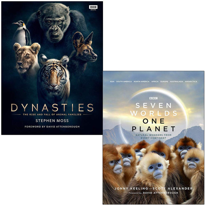 Dynasties: The Rise and Fall of Animal Families By Stephen Moss & Seven Worlds One Planet By Jonny Keeling, Scott Alexander 2 Books Collection Set - The Book Bundle