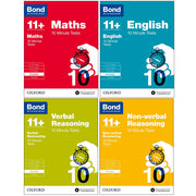 Bond 11+ four-book collection set for ages 8-9, includes maths, English, verbal and non-verbal reasoning, paperback by OUP Oxford.