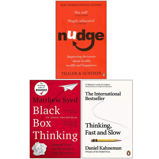 Nudge Improving Decisions About Health Wealth and Happiness, Black Box Thinking, Thinking Fast and Slow 3 Books Collection Set - The Book Bundle