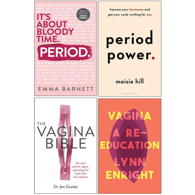 Set of four non-fiction books on women's health and sexuality, including Period Power and The Vagina Bible, by Emma Barnett and Maisie Hill.