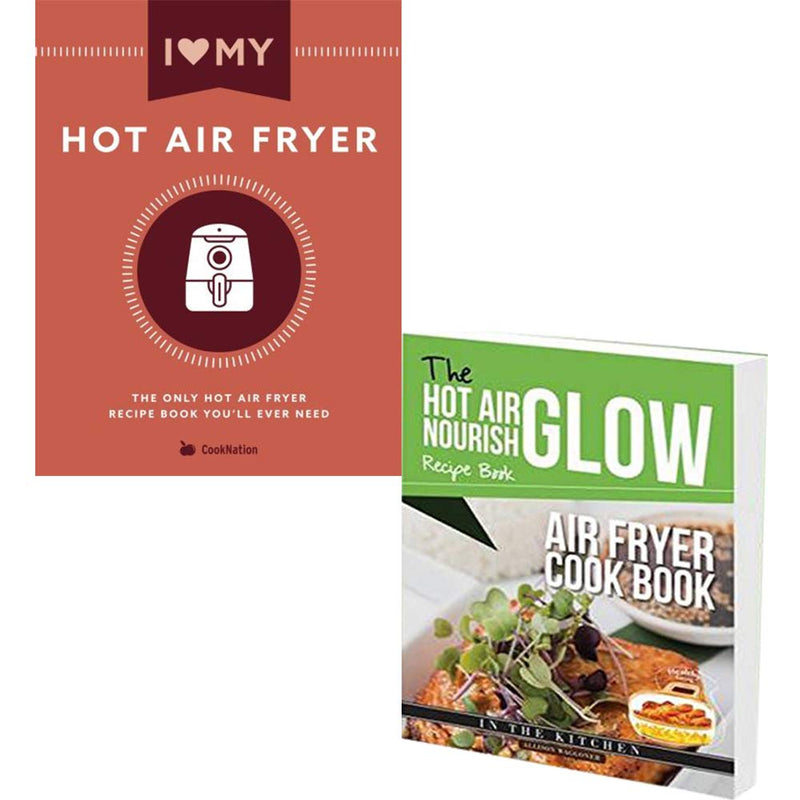 Two paperback cookbooks by Allison Waggoner featuring air fryer recipes, published by Bell & Mackenzie Publishing.