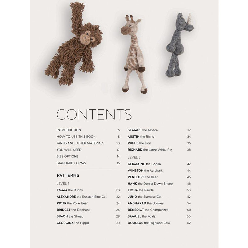 Close-up of colorful crochet animal toys from Edward's Menagerie by Kerry Lord, showcasing soft, snuggly plush patterns.