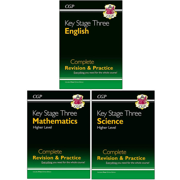 CGP Books KS3 Complete Study & Practice Collection 3 Books Set (Maths, English, Science) - The Book Bundle