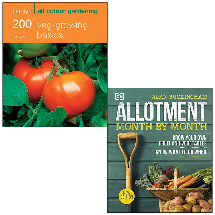 200 Veg-Growing Basics By Richard Bird & [Hardcover] Allotment Month By Month By Alan Buckingham 2 Books Collection Set - The Book Bundle