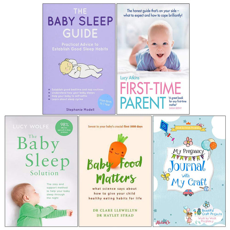 Set of five non-fiction paperback books by Lisa Clegg, including The Baby Sleep Guide and Baby Food Matters, on baby care and sleep.