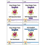 CGP New KS2 English SATS Question Book Ages 10-11, Stretch, Grammar Punctuation and Spelling Workbook Ages 7-11 Collection 4 Books Set - The Book Bundle