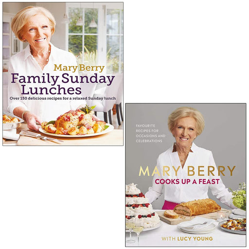 Mary Berry's Family Sunday Lunches & Mary Berry Cooks Up A Feast 2 Books Collection Set - The Book Bundle
