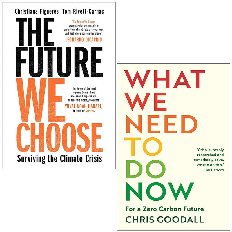 The Future We Choose book collection by Tom Rivett-Carnac, featuring climate crisis survival insights, paperback by Manilla Press.