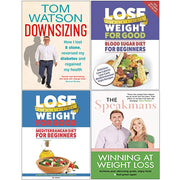 Set of four nonfiction books on downsizing, Mediterranean diet, blood sugar control, by Tom Watson, Eva Speakman, and Iota Publishing.