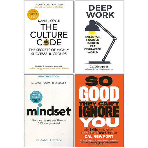 The Culture Code, Deep Work, Mindset Dr Carol Dweck, So Good They Can't Ignore You 4 Books Collection Set - The Book Bundle