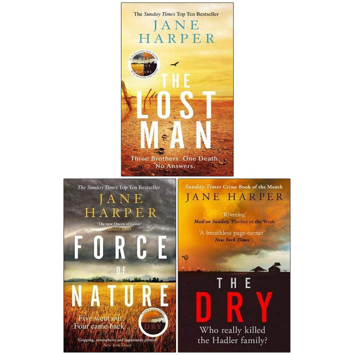 Jane Harper Collection 3 Books Set (The Lost Man [Hardcover], Force of Nature, The Dry) - The Book Bundle