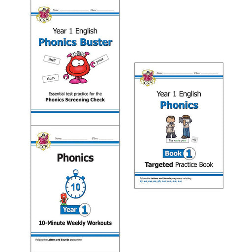 New ks1 english phonics 3 books collection set (phonics screening check, 10-minute weekly workouts, targeted practice book) - The Book Bundle