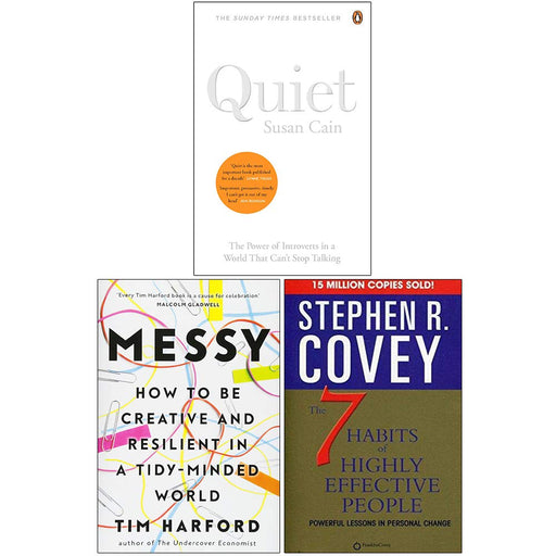 Quiet The Power of Introverts, Messy, The 7 Habits Of Highly Effective People 3 Books Collection Set - The Book Bundle