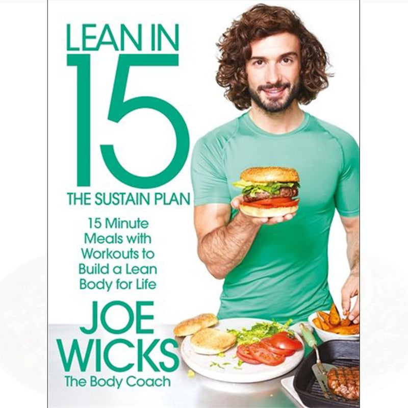 Lean in 15: The Sustain Plan 3-book collection set by Joe Wicks, featuring paperback editions with blue covers and Iota branding.
