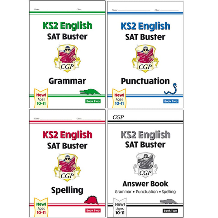 CGP New KS2 English SAT Buster Grammar Book, Punctuation Book, Spelling Book, Grammar, Punctuation & Spelling Answer Book 4 Books Collection Set - The Book Bundle