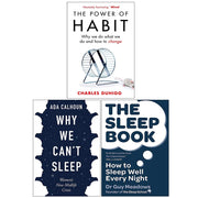 Set of three paperback books including The Power of Habit, Why We Can't Sleep, and The Sleep Book by Charles Duhigg.