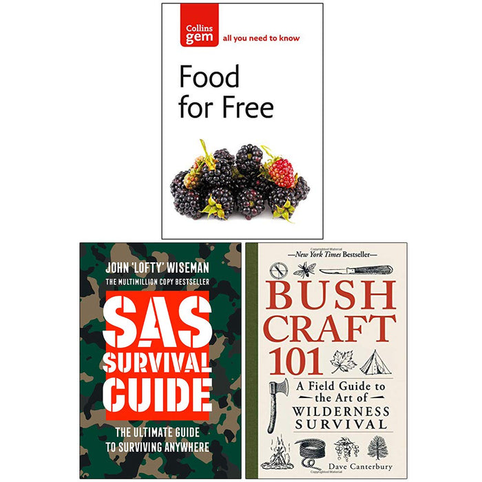 Food For Free, SAS Survival Guide, Bushcraft 101 Collection 3 Books Set - The Book Bundle