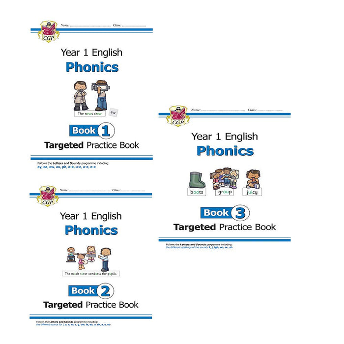 KS1 English Targeted Practice Book Phonics Year 1 Book 1-3 Collection 3 Books Set - The Book Bundle