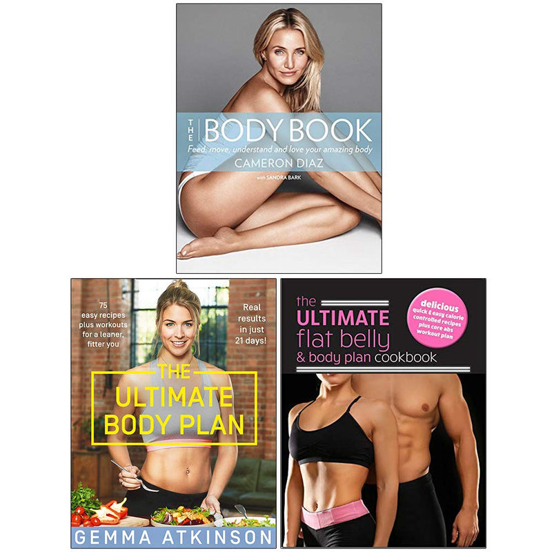 Image of The Body Book, The Ultimate Body Plan, and Flat Belly Cookbook collection by The Book Bundle, featuring fitness and nutrition guides.