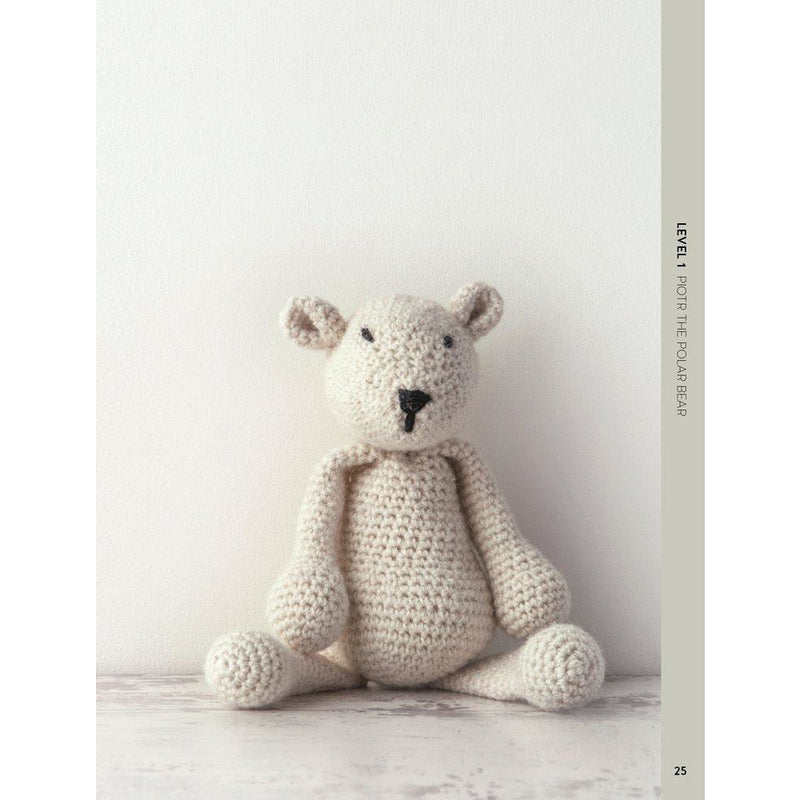Soft crochet animal toys from Edward's Menagerie by Kerry Lord, featuring over 40 snuggly, detailed crochet patterns in a paperback book.