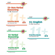 Cgp books gl 11 plus english, non-verbal reasoning, verbal reasoning 3 books collection set - practice book & assessment tests (ages 8-9) - The Book Bundle