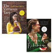 Set of two paperback cookbooks by Susan Jane White, The Virtuous Tart and The Extra Virgin Kitchen, featuring healthy recipes.