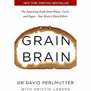 Set of three hardback health books by David Perlmutter and Dr. William Davis, including Grain Brain, Wheat Belly, and Total Health.