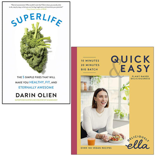 SuperLife By Darin Olien & Deliciously Ella Quick & Easy Plant-based Deliciousness By Ella Mills (Woodward) 2 Books Collection Set - The Book Bundle