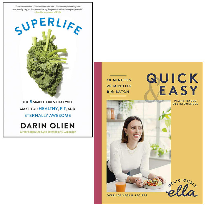 SuperLife By Darin Olien & Deliciously Ella Quick & Easy Plant-based Deliciousness By Ella Mills (Woodward) 2 Books Collection Set - The Book Bundle