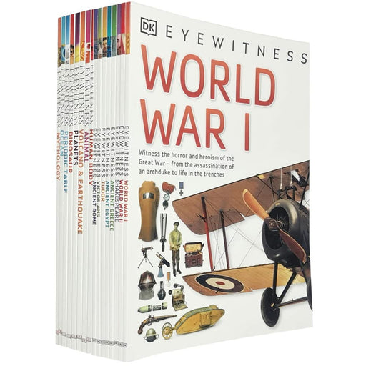 DK Eyewitness Collection 16 Books Set (Human Body, Ocean, Volcano & Earthquake, Animal,World War I, World War II & More) - The Book Bundle