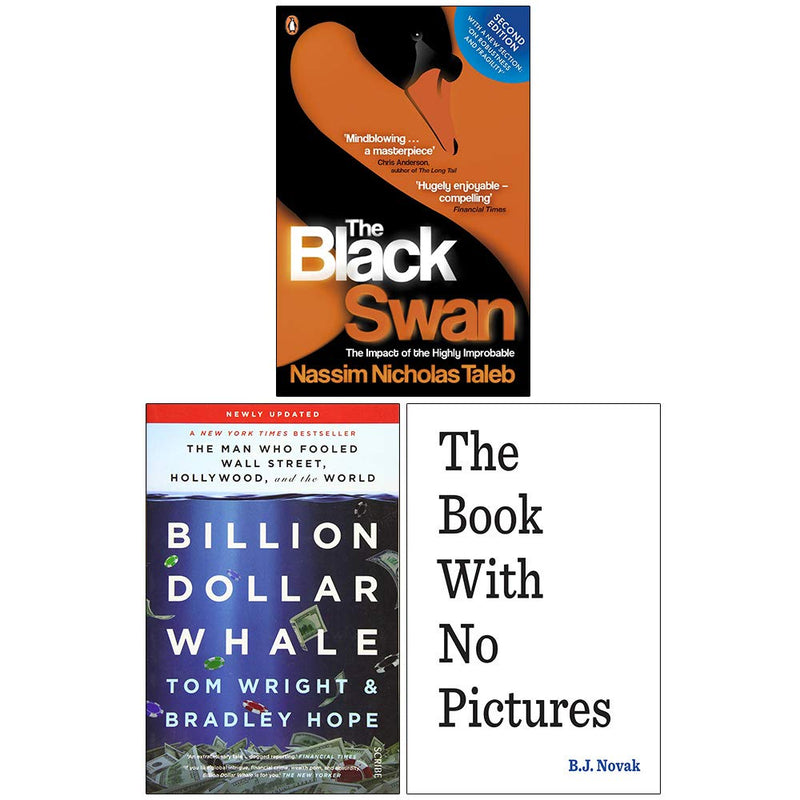 Three-book collection set of The Black Swan and related non-fiction titles by Nassim Taleb, paperback editions with black and white covers.