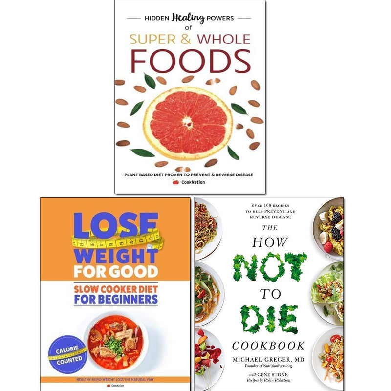 How Not To Die Cookbook 3-book collection by Dr. Michael Greger, featuring plant-based recipes, paperback, published by Iota.