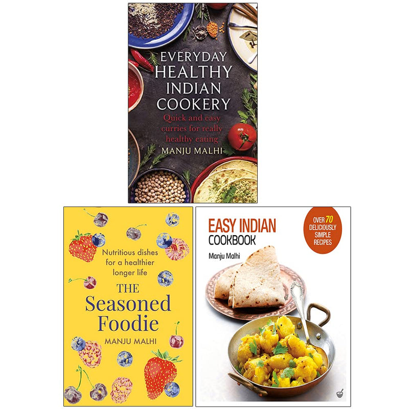 Manju Malhi Collection 3 Books Set (Everyday Healthy Indian Cookery, The Seasoned Foodie, Easy Indian Cookbook) - The Book Bundle