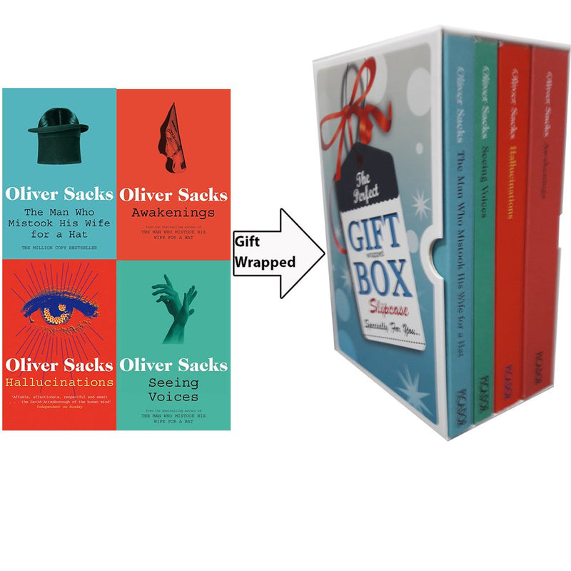 Oliver Sacks' non-fiction book set including "The Man Who Mistook His Wife for a Hat" and "Hallucinations" in paperback by Picador.