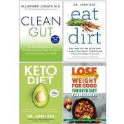Set of four paperback books by Alejandro Junger on gut health, keto diet, and healthy eating, published by HarperOne.