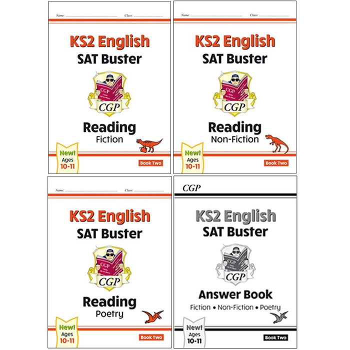 CGP New KS2 English Reading SAT Buster Fiction, Non-Fiction, Poetry, Answer Book 4 Books Collection Set - The Book Bundle