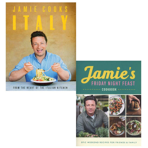 Jamie cooks italy [hardcover], jamie's friday night feast cookbook 2 books collection set - The Book Bundle