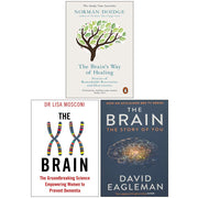 Set of three paperback books by Norman Doidge including The Brain’s Way of Healing, The XX Brain, and The Brain: The Story of You.