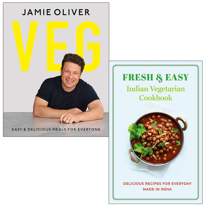 Veg Jamie Oliver [Hardcover], Fresh & Easy Indian Vegetarian Cookbook 2 Books Collection Set - The Book Bundle