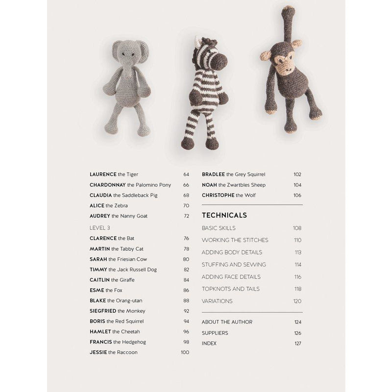 Soft crochet animal toys from Edward's Menagerie book by Kerry Lord, featuring colorful, snuggly plush animal patterns.