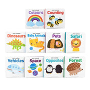 Take Along 10 Board Books Carry Pack Early Learning (Counting, Vehicles, Forest, Space, Safari, Pets, Colours, Baby Animals, Opposites, Dinosaurs) - The Book Bundle